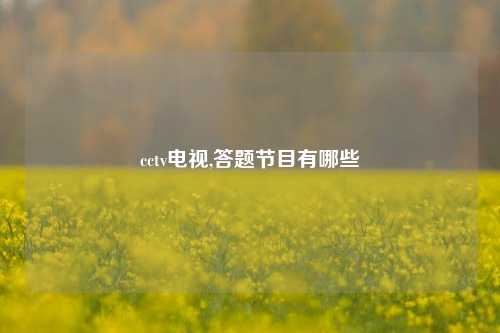 cctv电视,答题节目有哪些