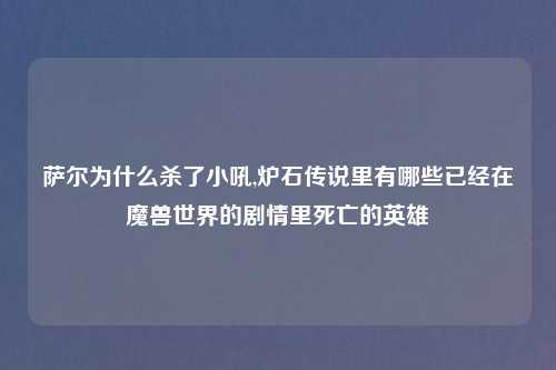萨尔为什么杀了小吼,炉石传说里有哪些已经在魔兽世界的剧情里死亡的英雄