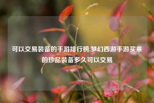 可以交易装备的手游排行榜,梦幻西游手游买来的珍品装备多久可以交易