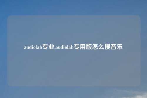 audiolab专业,audiolab专用版怎么搜音乐