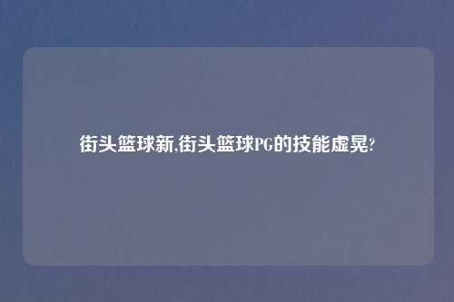 街头篮球新,街头篮球PG的技能虚晃?