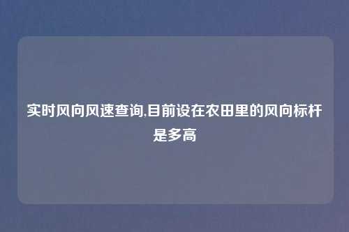 实时风向风速查询,目前设在农田里的风向标杆是多高