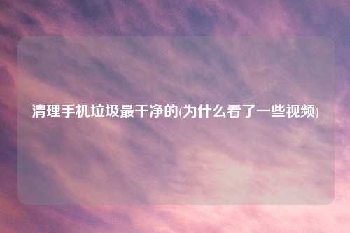 清理手机垃圾最干净的(为什么看了一些视频)