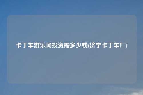 卡丁车游乐场投资需多少钱(济宁卡丁车厂)