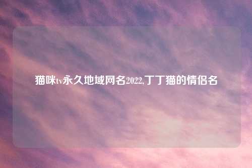 猫咪tv永久地域网名2022,丁丁猫的情侣名