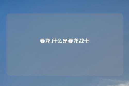 暴龙,什么是暴龙战士