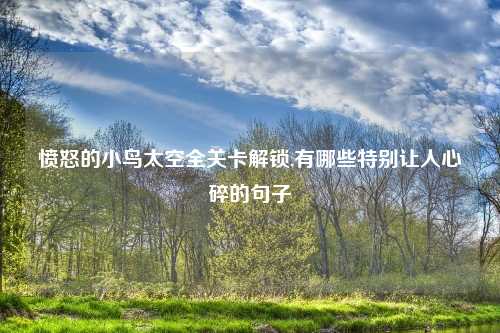愤怒的小鸟太空全关卡解锁,有哪些特别让人心碎的句子