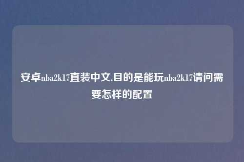 安卓nba2k17直装中文,目的是能玩nba2k17请问需要怎样的配置