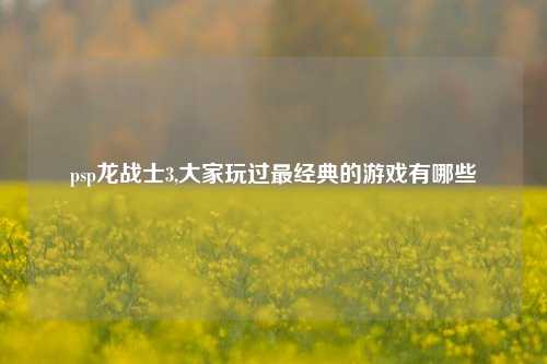 psp龙战士3,大家玩过最经典的游戏有哪些