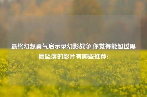 最终幻想勇气启示录幻影战争,你觉得能超过黑鹰坠落的影片有哪些推荐?