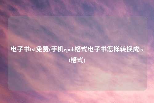 电子书txt免费(手机epub格式电子书怎样转换成txt格式)