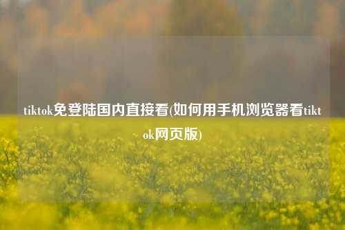 tiktok免登陆国内直接看(如何用手机浏览器看tiktok网页版)