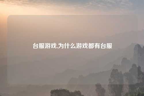 台服游戏,为什么游戏都有台服