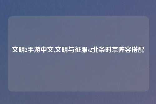 文明2手游中文,文明与征服s2北条时宗阵容搭配