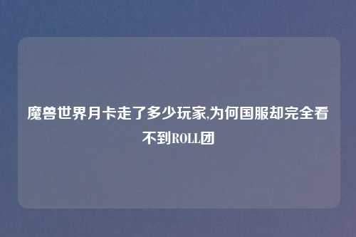 魔兽世界月卡走了多少玩家,为何国服却完全看不到ROLL团