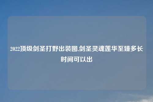 2022顶级剑圣打野出装图,剑圣灵魂莲华至臻多长时间可以出