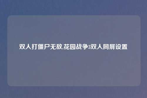 双人打僵尸无敌,花园战争3双人同屏设置