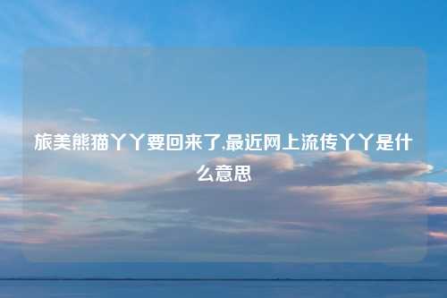 旅美熊猫丫丫要回来了,最近网上流传丫丫是什么意思
