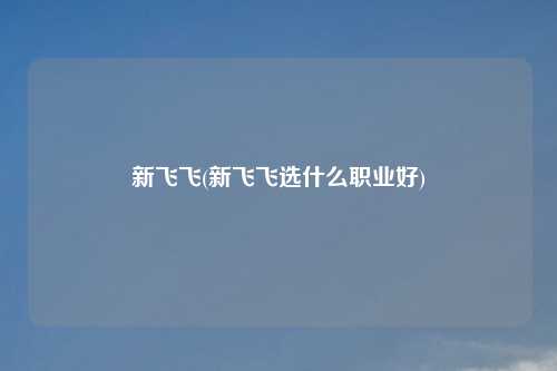新飞飞(新飞飞选什么职业好)
