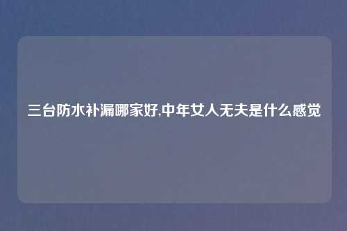 三台防水补漏哪家好,中年女人无夫是什么感觉