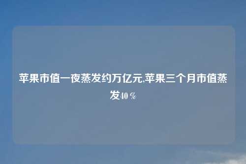 苹果市值一夜蒸发约万亿元,苹果三个月市值蒸发40％