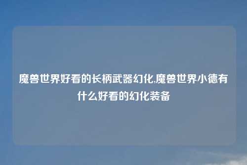 魔兽世界好看的长柄武器幻化,魔兽世界小德有什么好看的幻化装备