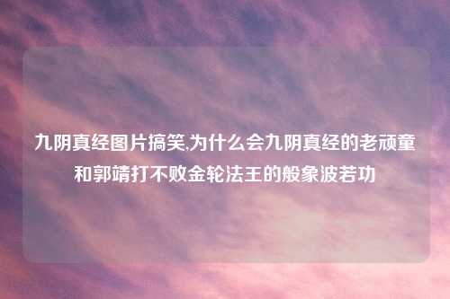 九阴真经图片搞笑,为什么会九阴真经的老顽童和郭靖打不败金轮法王的般象波若功