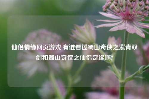 仙侣情缘网页游戏,有谁看过蜀山奇侠之紫青双剑和蜀山奇侠之仙侣奇缘啊?