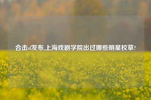 合击sf发布,上海戏剧学院出过哪些明星校草?