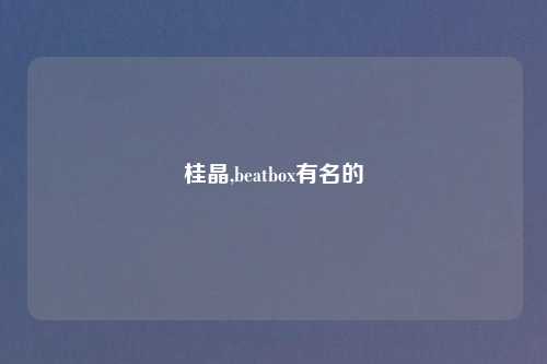 桂晶,beatbox有名的