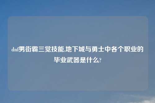 dnf男街霸三觉技能,地下城与勇士中各个职业的毕业武器是什么?
