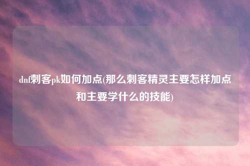 dnf刺客pk如何加点(那么刺客精灵主要怎样加点和主要学什么的技能)