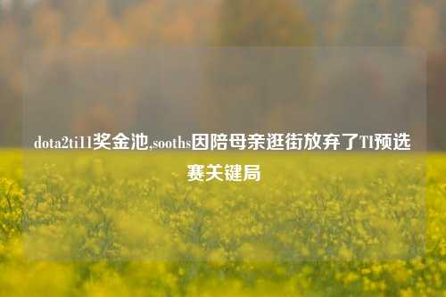 dota2ti11奖金池,sooths因陪母亲逛街放弃了TI预选赛关键局