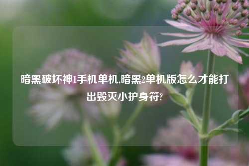 暗黑破坏神1手机单机,暗黑2单机版怎么才能打出毁灭小护身符?