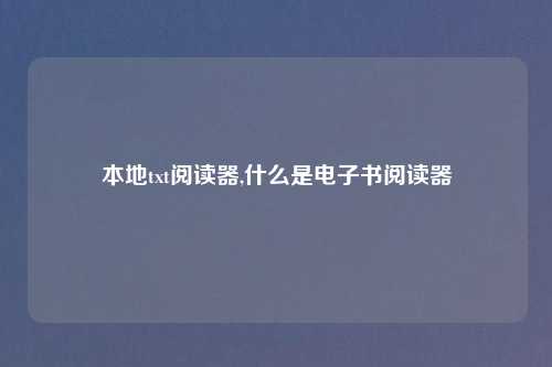 本地txt阅读器,什么是电子书阅读器