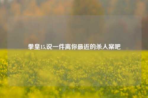 拳皇15,说一件离你最近的杀人案吧