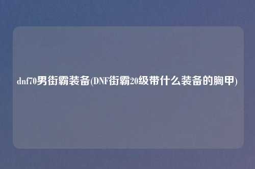 dnf70男街霸装备(DNF街霸20级带什么装备的胸甲)