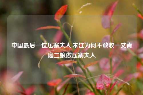 中国最后一位压寨夫人,宋江为何不敢收一丈青扈三娘做压寨夫人