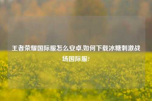 王者荣耀国际服怎么安卓,如何下载冰糖刺激战场国际服?