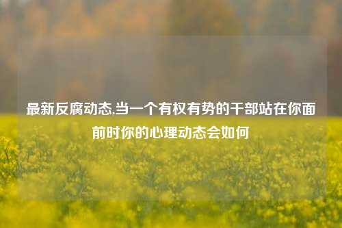 最新反腐动态,当一个有权有势的干部站在你面前时你的心理动态会如何