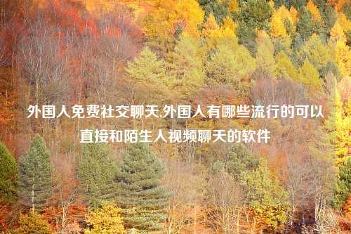 外国人免费社交聊天,外国人有哪些流行的可以直接和陌生人视频聊天的软件
