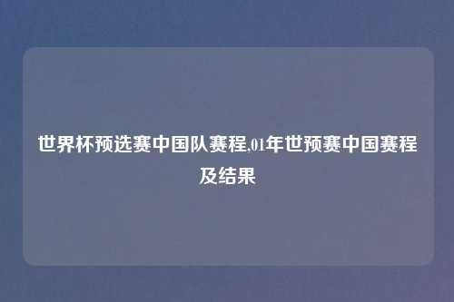世界杯预选赛中国队赛程,01年世预赛中国赛程及结果