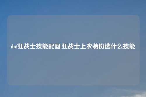 dnf狂战士技能配图,狂战士上衣装扮选什么技能