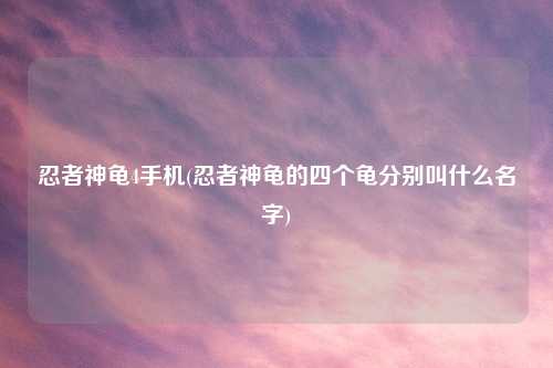 忍者神龟4手机(忍者神龟的四个龟分别叫什么名字)