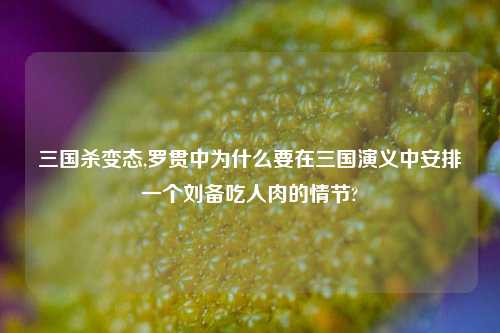 三国杀变态,罗贯中为什么要在三国演义中安排一个刘备吃人肉的情节?