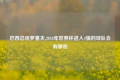 巴西总统罗塞夫,2018年世界杯进入4强的球队会有哪些