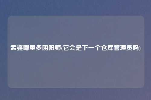 孟婆哪里多阴阳师(它会是下一个仓库管理员吗)
