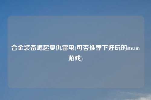 合金装备崛起复仇雷电(可否推荐下好玩的steam游戏)