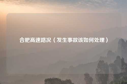 合肥高速路况（发生事故该如何处理）