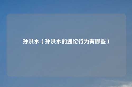 孙洪水（孙洪水的违纪行为有哪些）